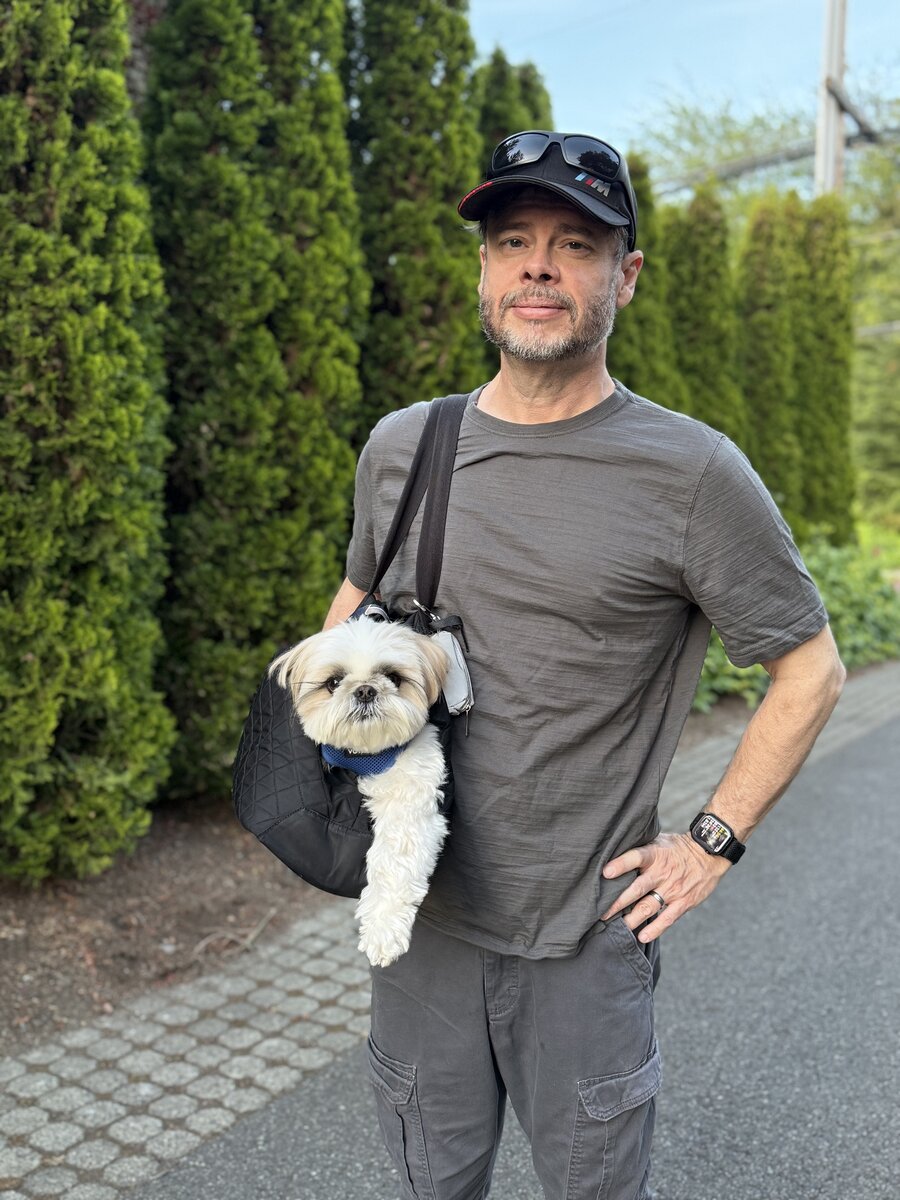 Steve Yegge with his dog Mozart, May 2026