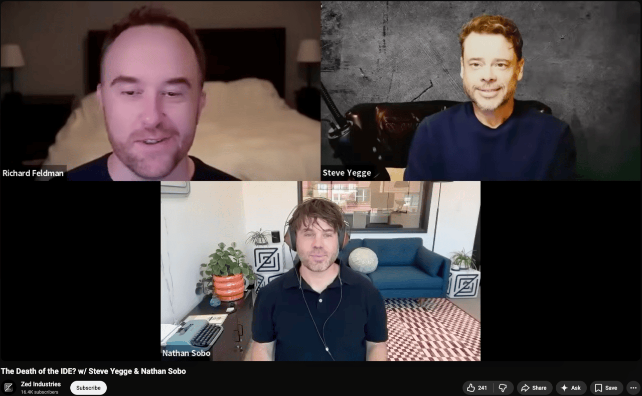 Steve Yegge with Nathan Sobo and Richard Feldman on Zed Industries