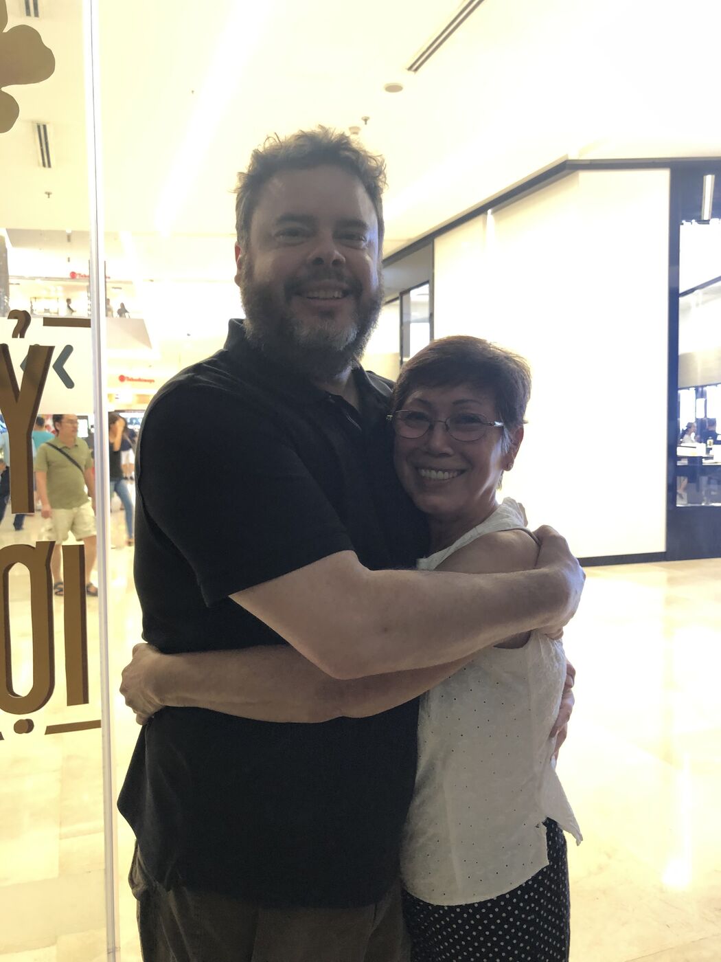 Steve hugging his auntie